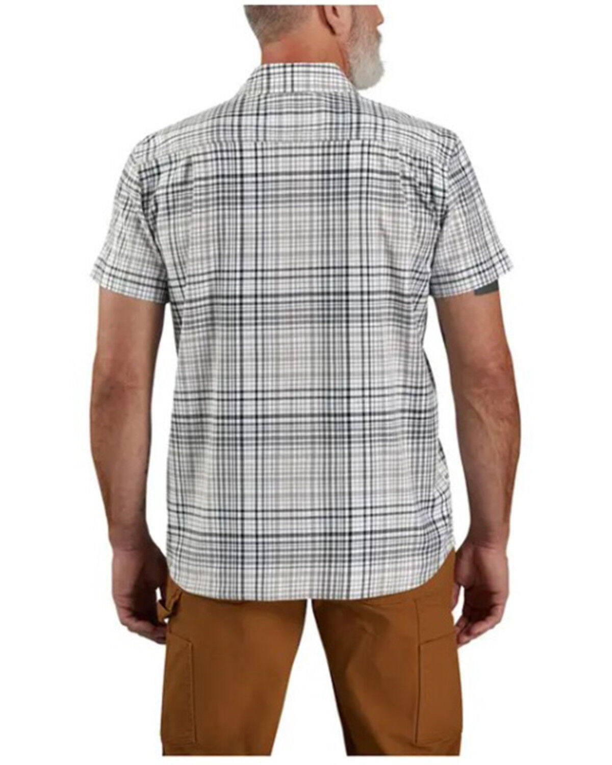 Image #2 - Carhartt Men's Rugged Flex® Plaid Print Relaxed Fit Lightweight Short Sleeve Button-Down Work Shirt - Big, , hi-res