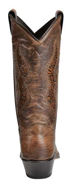 Abilene Brown Hand Tooled Inlay Cowgirl Boots - Snip Toe, Brown, hi-res