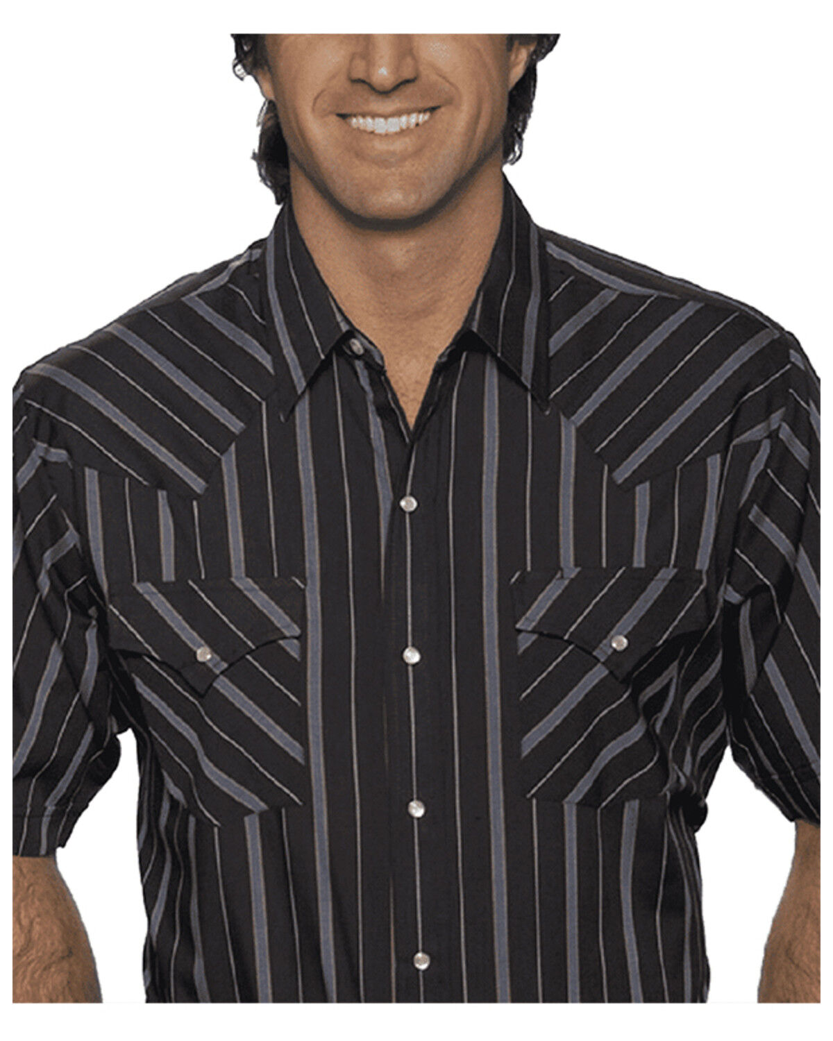 Image #1 - Ely Walker Men's Assorted Plaid or Stripe Short Sleeve Western Shirt - Big & Tall, , hi-res