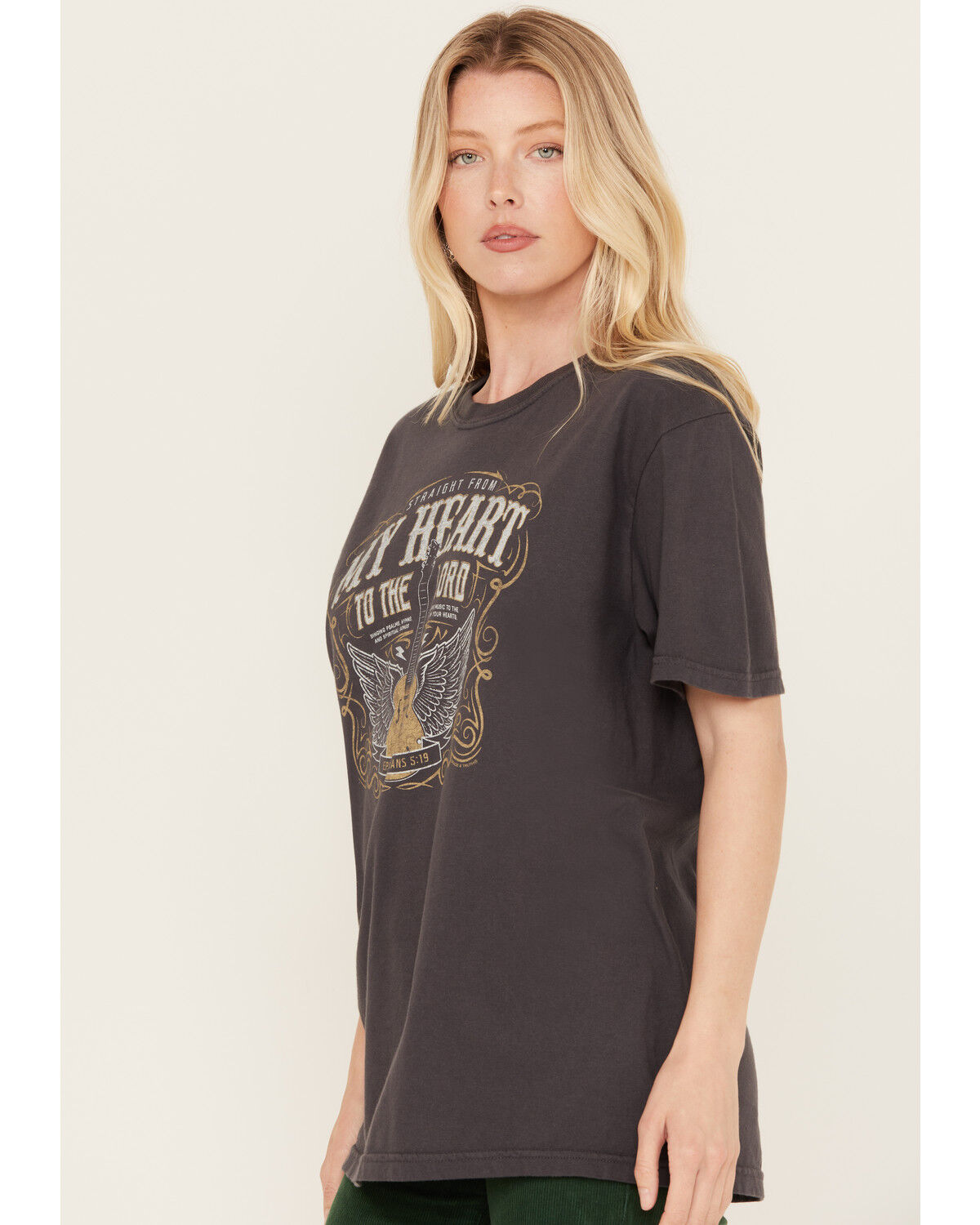 Image #2 - Kerusso Women's My Heart To The Lord Guitar Graphic Tee, Black, hi-res