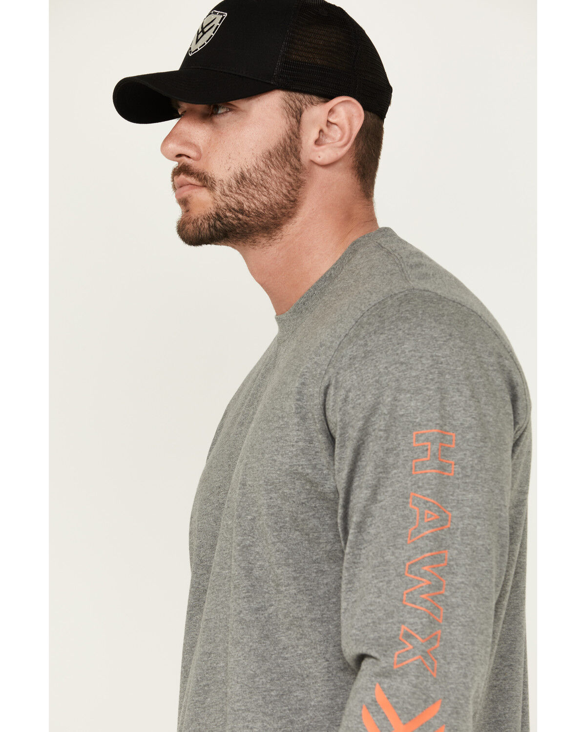 Image #2 - Hawx Men's Logo Long Sleeve Knit Work T-Shirt, Heather Grey, hi-res