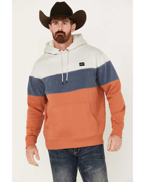 Hooey Men's Breck Block Hooded Sweatshirt, Orange, hi-res