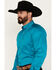 Ariat Men's Team Logo Twill Long Sleeve Button-Down Western Shirt, Turquoise, hi-res