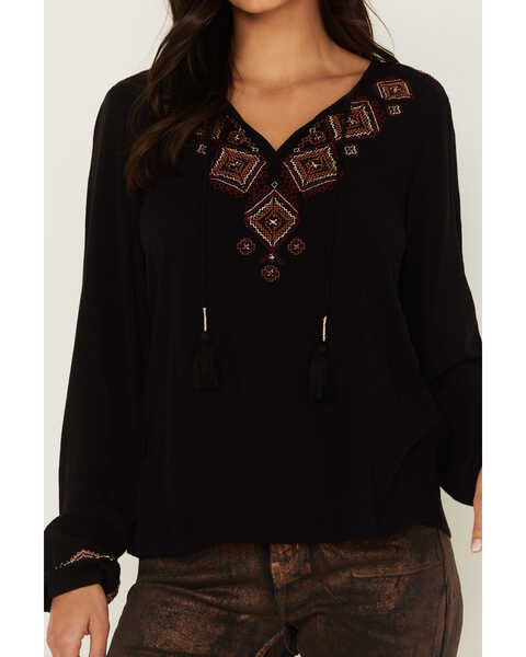 Image #3 - Idyllwind Women's Magnolia Embroidered Top, Black, hi-res
