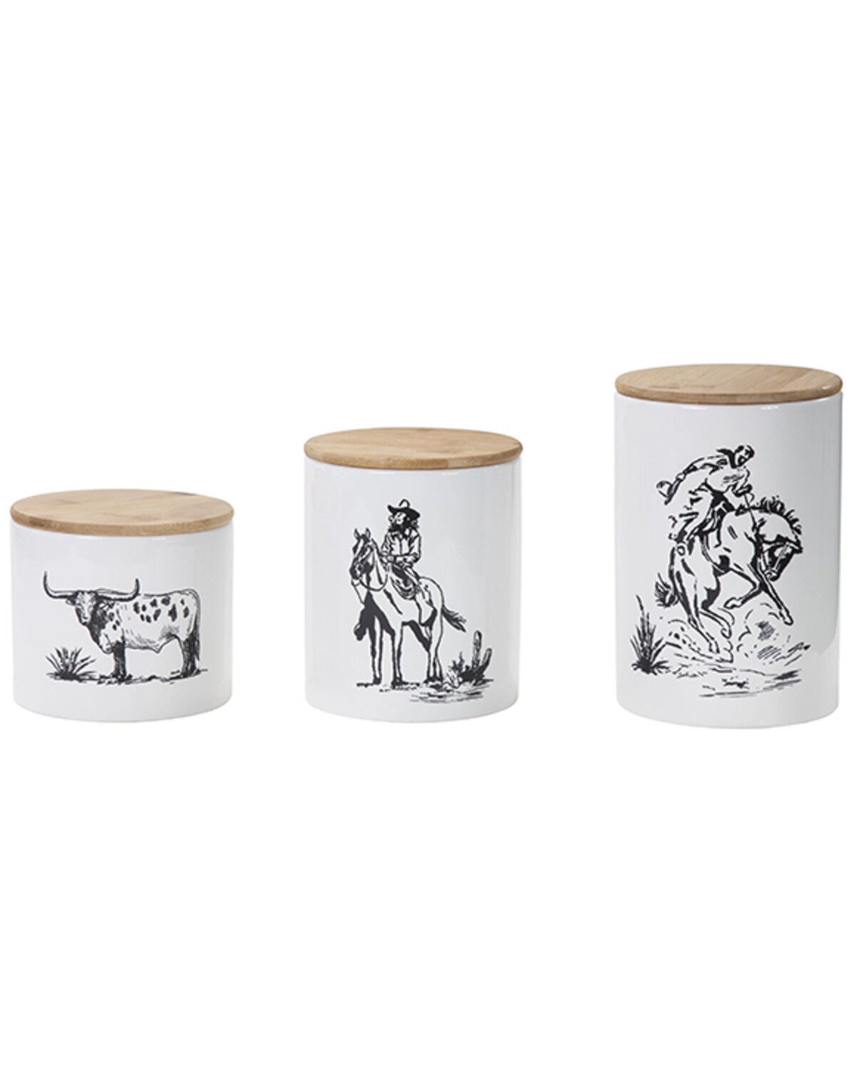 HiEnd Accents Ranch Life 3pc Canister Set, Black/white, hi-res