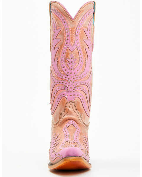 Image #5 - Corral Women's Studded Neon Blacklight Western Boots - Snip Toe , Pink, hi-res