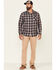 Flag & Anthem Men's Sarona Double Layer Dobby Plaid Long Sleeve Button Down Western Shirt, Navy, hi-res