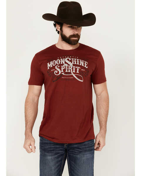 Image #1 - Moonshine Spirit Men's Authentic Short Sleeve Graphic T-Shirt , Burgundy, hi-res