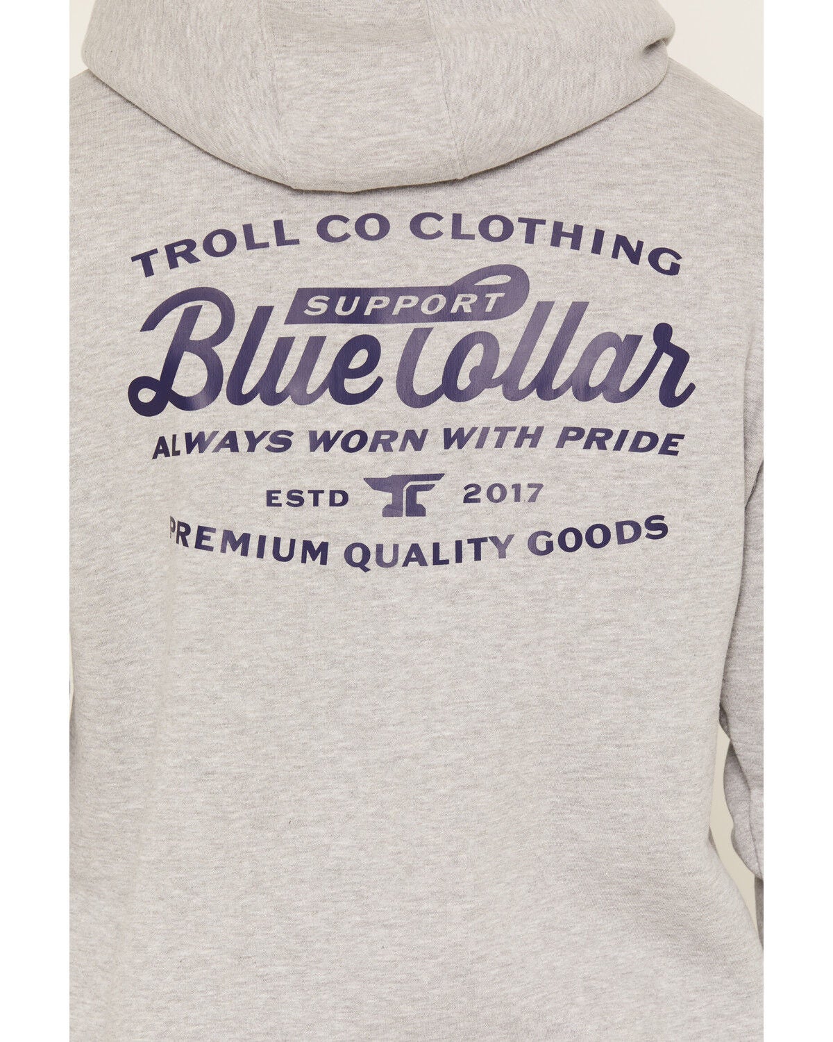 Image #4 - Troll Co Men's Blue Collar Graphic Hooded Sweatshirt, Grey, hi-res
