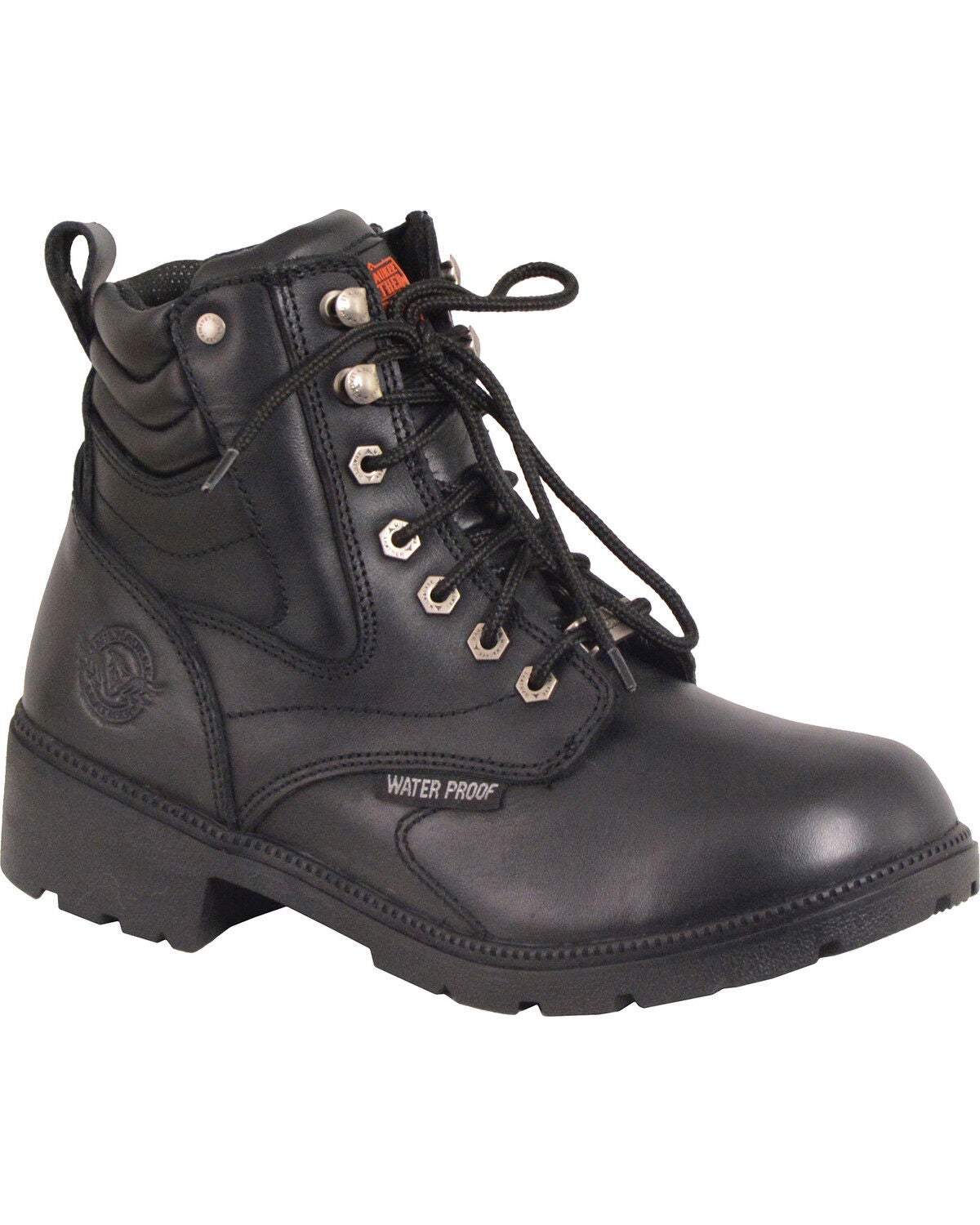 Milwaukee Leather Women's Waterproof Side Zipper Boots - Round Toe, Black, hi-res
