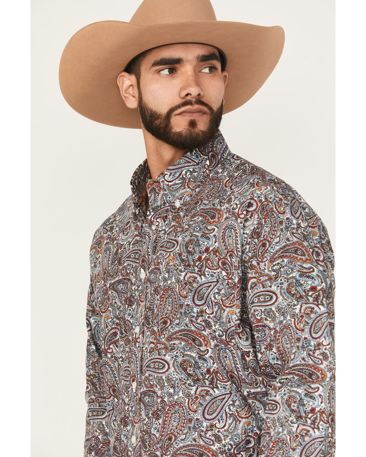 Image #2 - Cinch Men's Paisley Print Long Sleeve Button-Down Western Shirt, Multi, hi-res