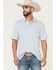 Image #1 - Ariat Men's Geo Print Short Sleeve Button-Down Performance Polo, White, hi-res