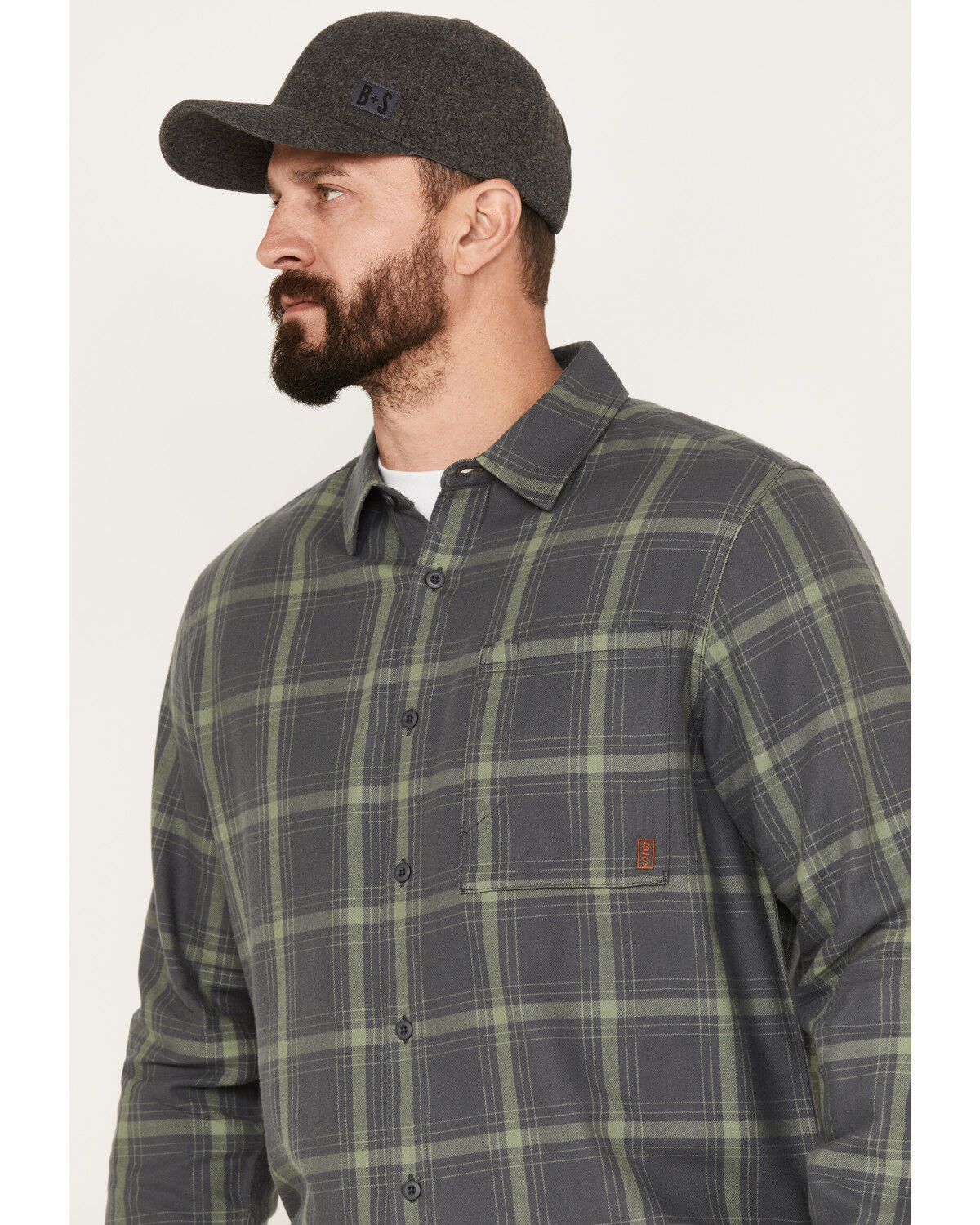 Image #2 - Brothers and Sons Men's Casual Plaid Print Long Sleeve Button-Down Western Flannel Shirt, Charcoal, hi-res