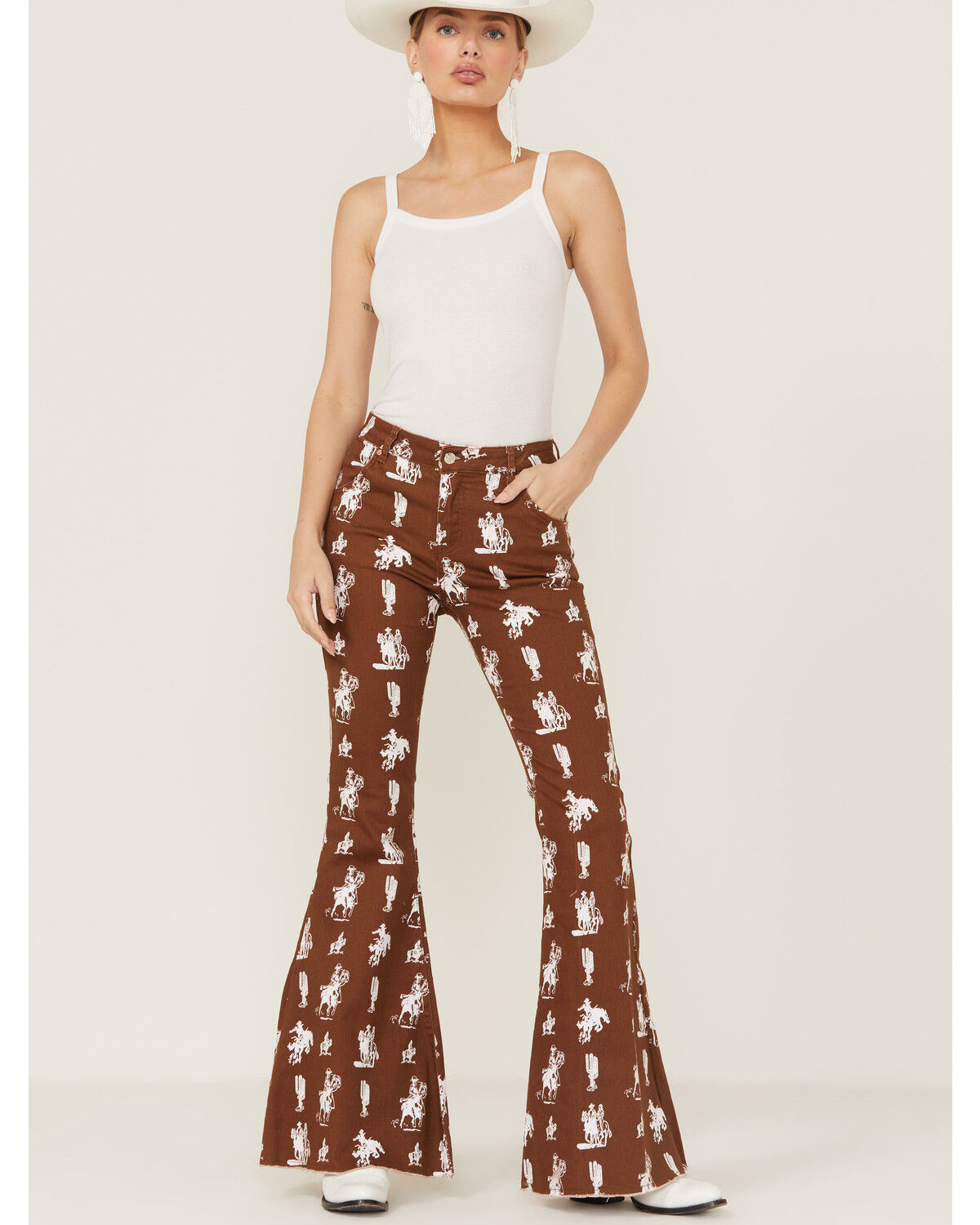 Image #1 - Ranch Dress'n Women's Buckaroo Print Super Flare Jeans, , hi-res