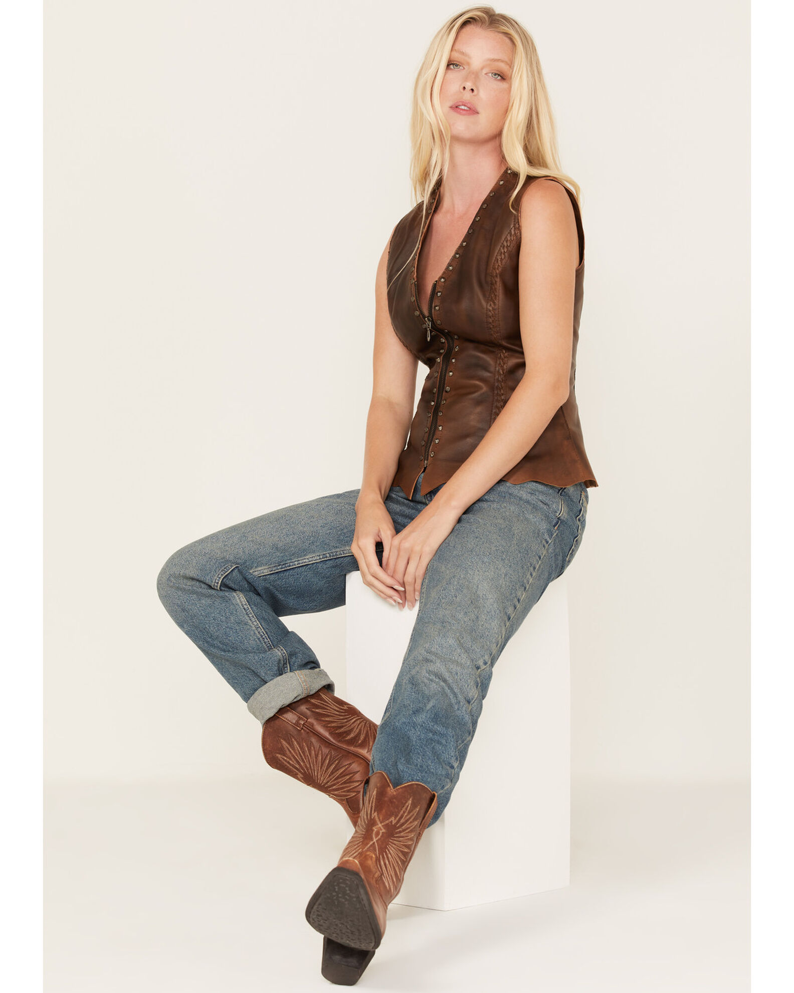Product Name: Cripple Creek Women's Antique Finish Stud Vest
