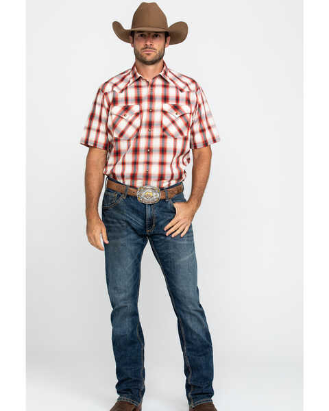 Image #6 - Pendleton Men's Frontier Plaid Print Short Sleeve Snap Western Shirt , Red, hi-res