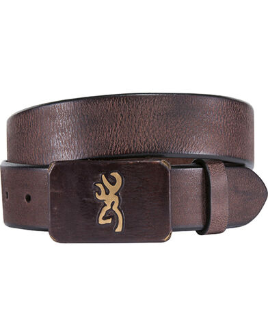 Browning Men&#39;s Brass Buckle with Buckmark Leather Belt | Sheplers