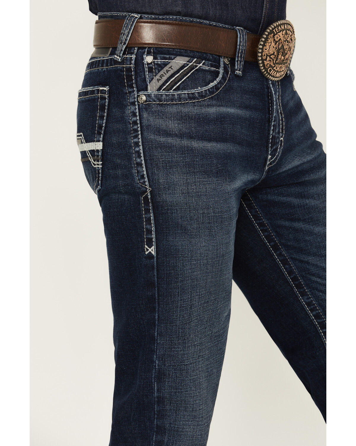 Image #2 - Ariat Men's M8 Hillcrest Matthew Dark Wash Modern Slim Straight Stretch Denim Jeans, Dark Wash, hi-res