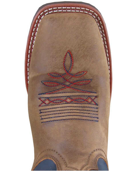 Image #2 - Smoky Mountain Men's Stars and Stripes Western Boots - Broad Square Toe, Distressed Brown, hi-res
