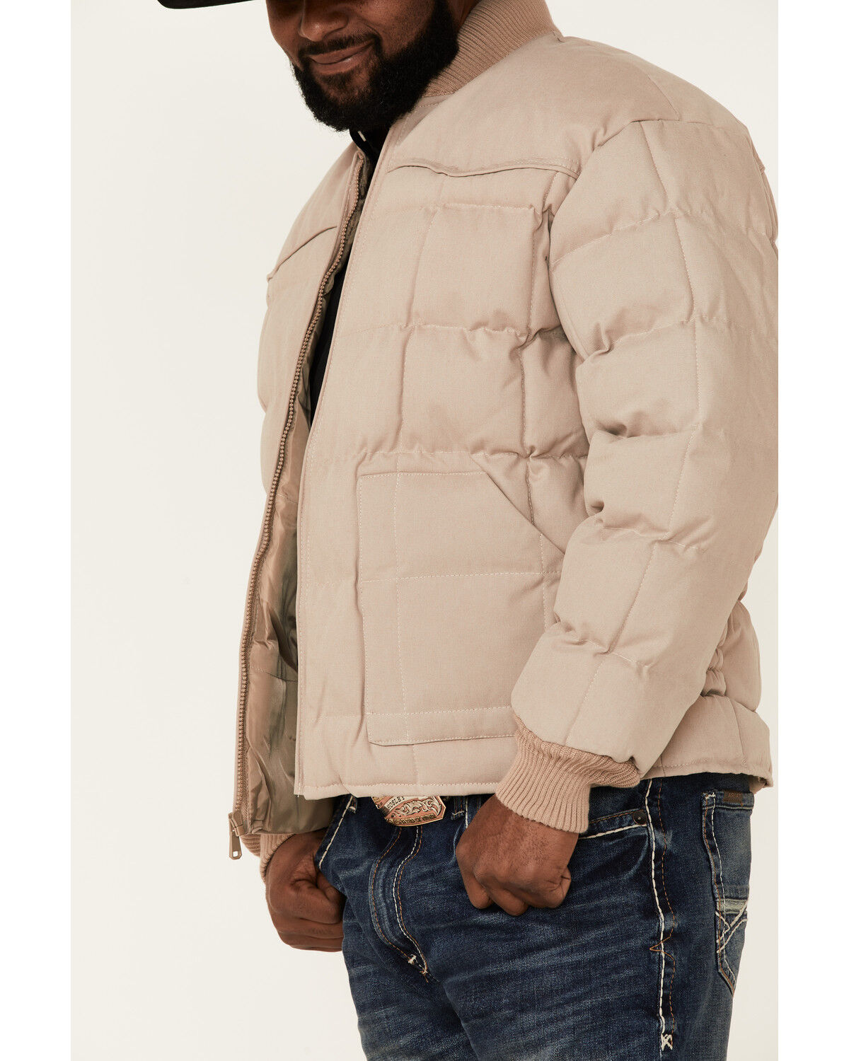 Image #3 - Rodeo Clothing Men's Khaki Canvas Zip-Front Western Puffer Jacket , , hi-res