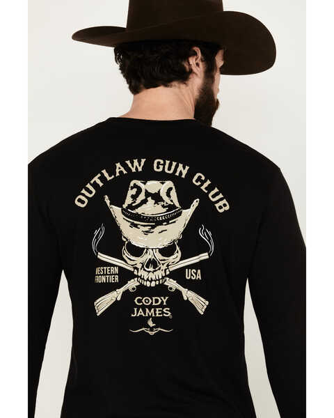 Image #4 - Cody James Men's Outlaw Gun Club Long Sleeve Graphic T-Shirt , Black, hi-res