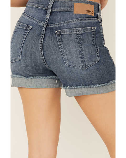 Image #4 - Ariat Women's Lucky 5" Foldable Raw Hem Shorts, Blue, hi-res