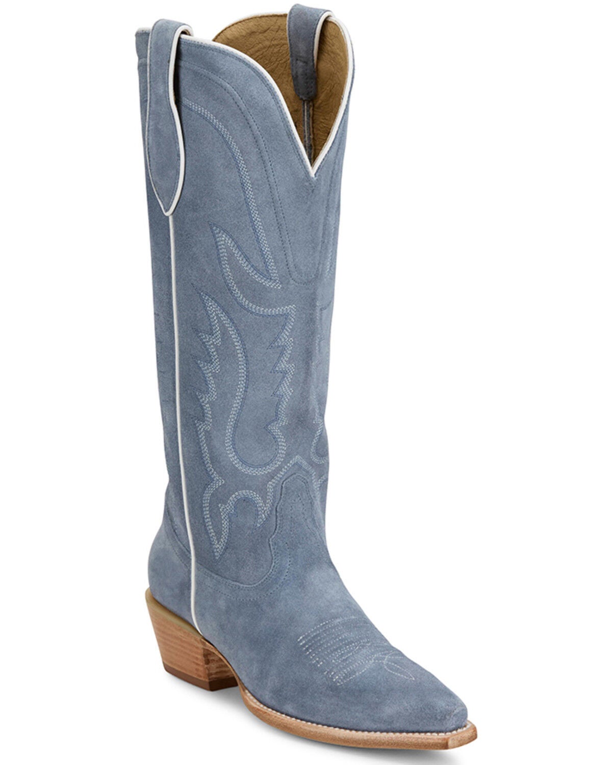 Tony Lama Women's Derby Liz Tall Western Boots - Snip Toe, Light Blue, hi-res