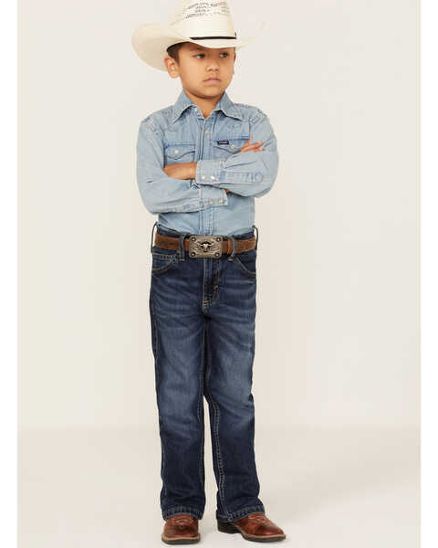 Wrangler 20X Boys' Dark Wash Vintage Bootcut Jeans - Toddler & Youth, Dark Blue, hi-res