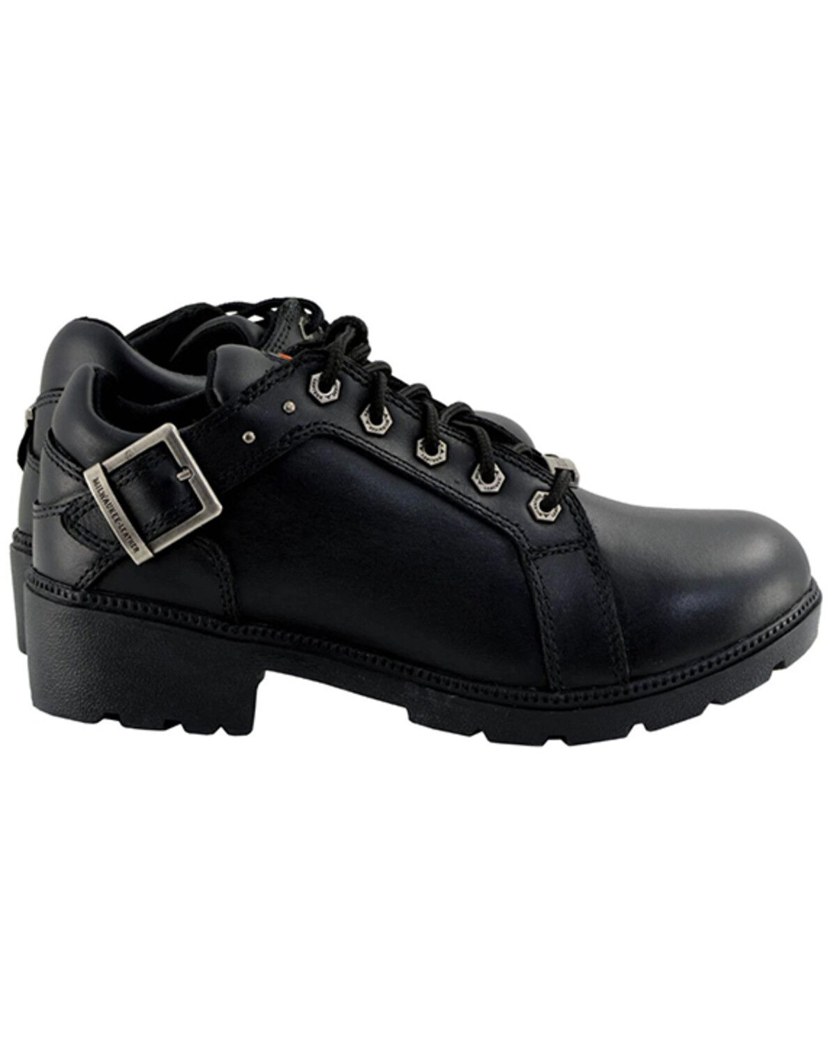 Image #2 - Milwaukee Leather Women's Lace-Up Motorcycle Shoes - Round Toe, Black, hi-res