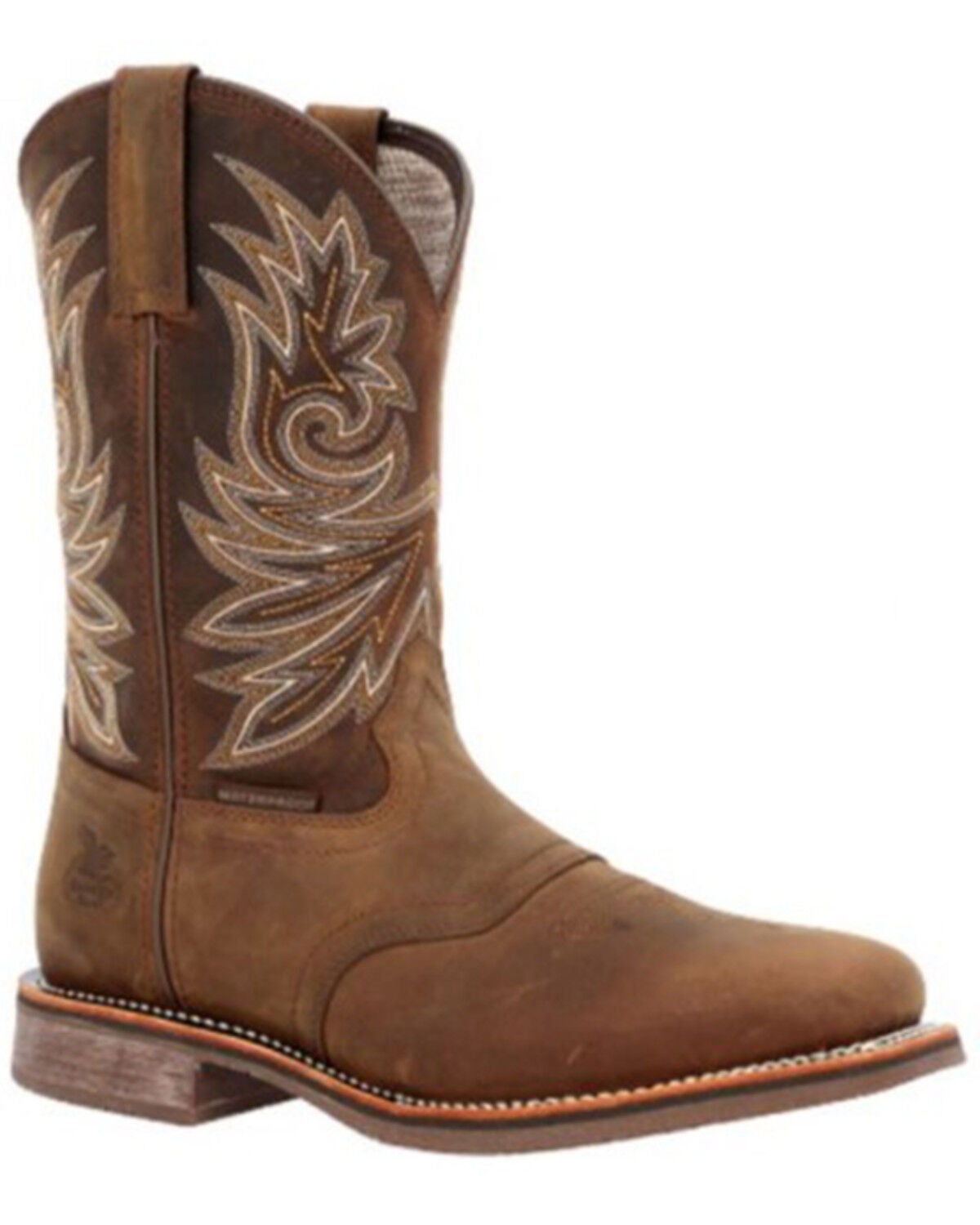 Georgia Boot Men's Carbo-Tec Waterproof Pull On Safety Western Boots - Square Toe, Brown, hi-res