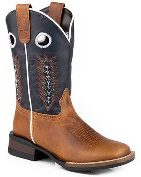 Image #1 - Roper Boys' James Western Boots - Square Toe, Blue, hi-res
