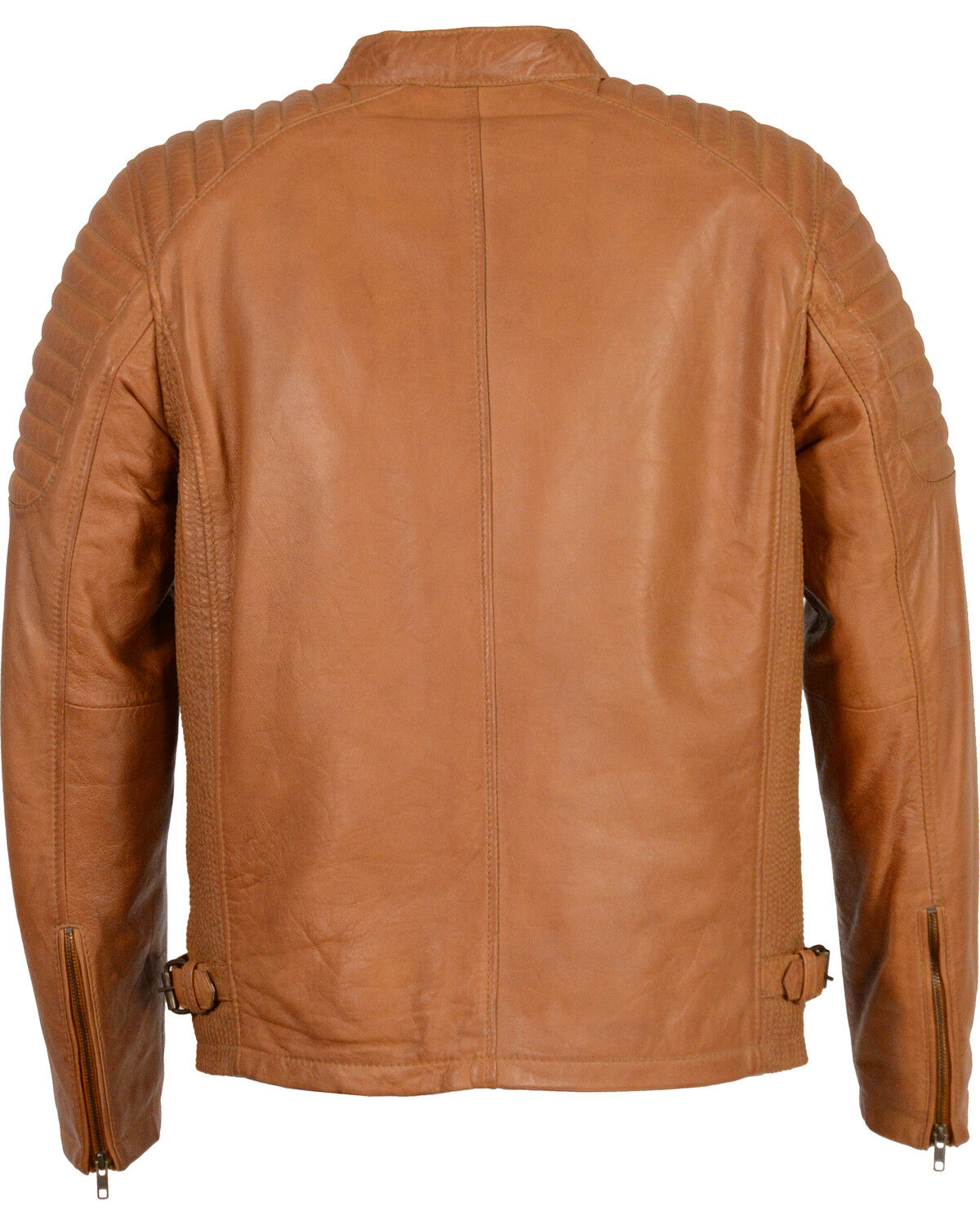 Image #2 - Milwaukee Leather Men's Quilted Shoulders Snap Collar Leather Jacket, Tan, hi-res