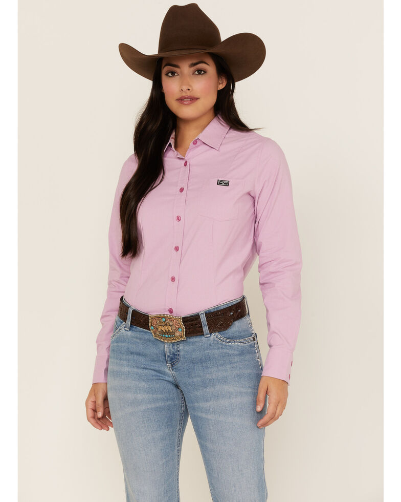Kimes Ranch Women's Linville Long Sleeve Western Button-Down Shirt, Lilac, hi-res