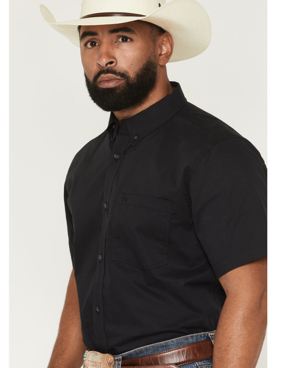 Image #2 - Cody James Men's Basic Solid Short Sleeve Button-Down Stretch Western Shirt - Tall, Black, hi-res