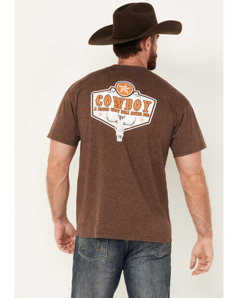 Image #1 - Cowboy Hardware Men's Cowboy Is A Breed Short Sleeve Graphic T-Shirt, Brown, hi-res