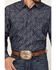 Moonshine Spirit Men's Mocasin Southwestern Print Long Sleeve Snap Western Shirt, Navy, hi-res