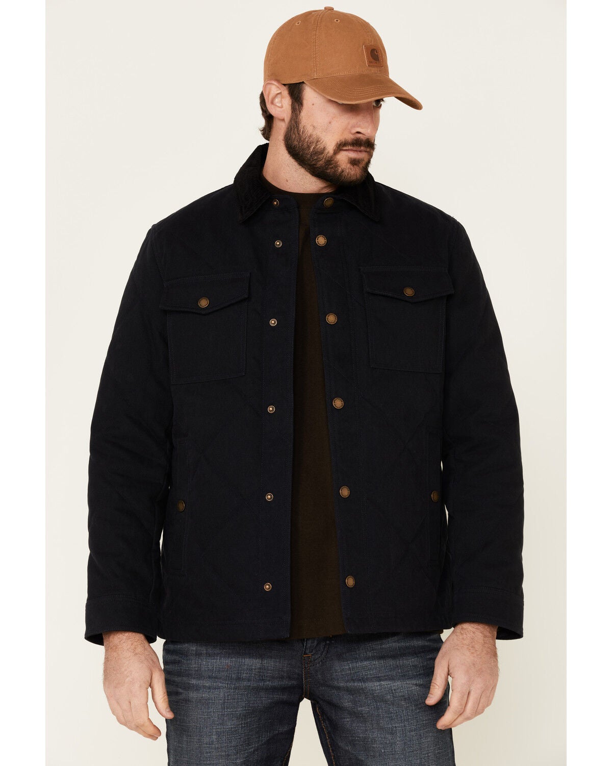 Pendleton Men's Solid Quilted Canvas Snap-Front Shirt Jacket, Navy, hi-res