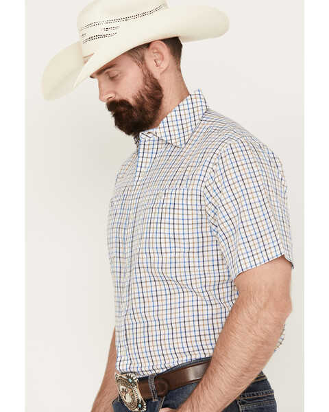 Image #2 - Resistol Men's Ennis Checkered Print Short Sleeve Button Down Western Shirt, Blue, hi-res