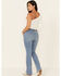 Rock & Roll Denim Women's Medium Wash Embroidered Mid Rise Bootcut Jean, Blue, hi-res