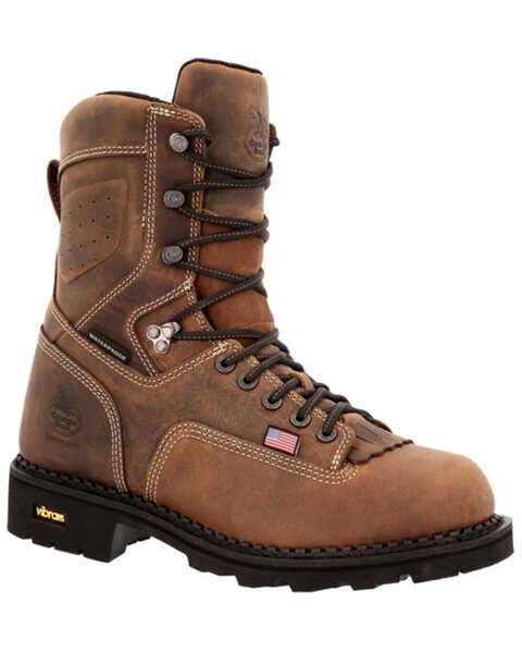Georgia Boot Men's USA Logger Waterproof Work Boots - Round Toe, Distressed Brown, hi-res
