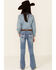Image #2 - Shyanne Little Girls' Medium Wash Chevron Stitch Pocket Bootcut Jeans, Blue, hi-res
