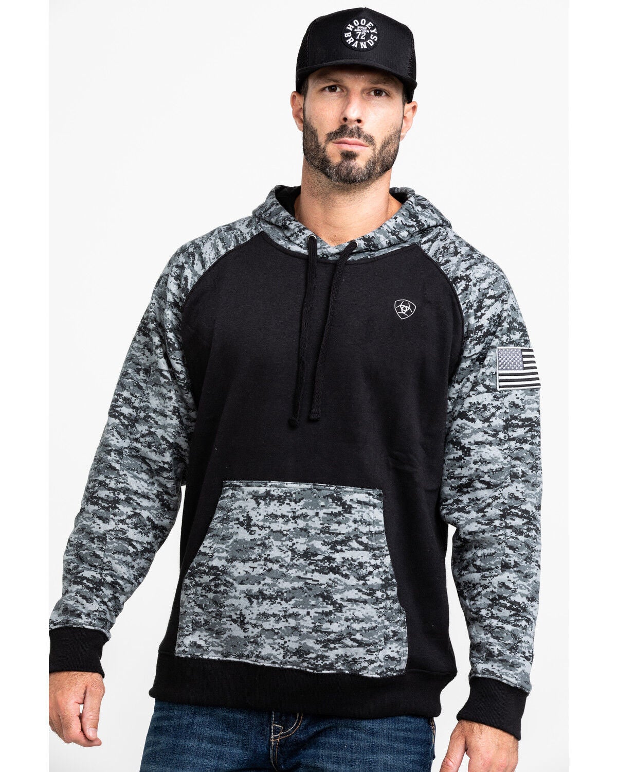 Ariat Men's Patriot Hooded Sweatshirt, Black, hi-res