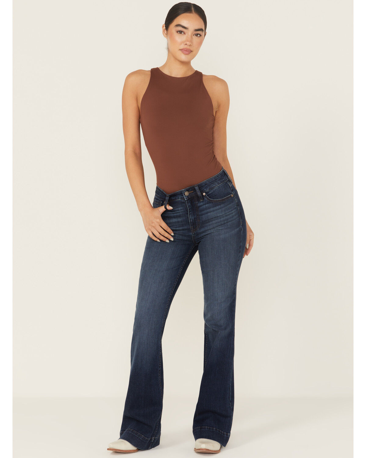 Image #1 - Shyanne Women's High Rise Trouser Stretch Denim Jeans, Medium Wash, hi-res