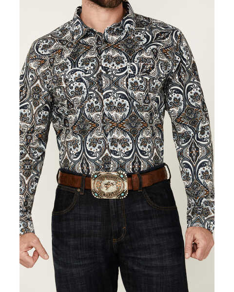 Image #3 - Cody James Men's Revved Up Medallion Print Long Sleeve Snap Western Shirt - Big, Ivory, hi-res