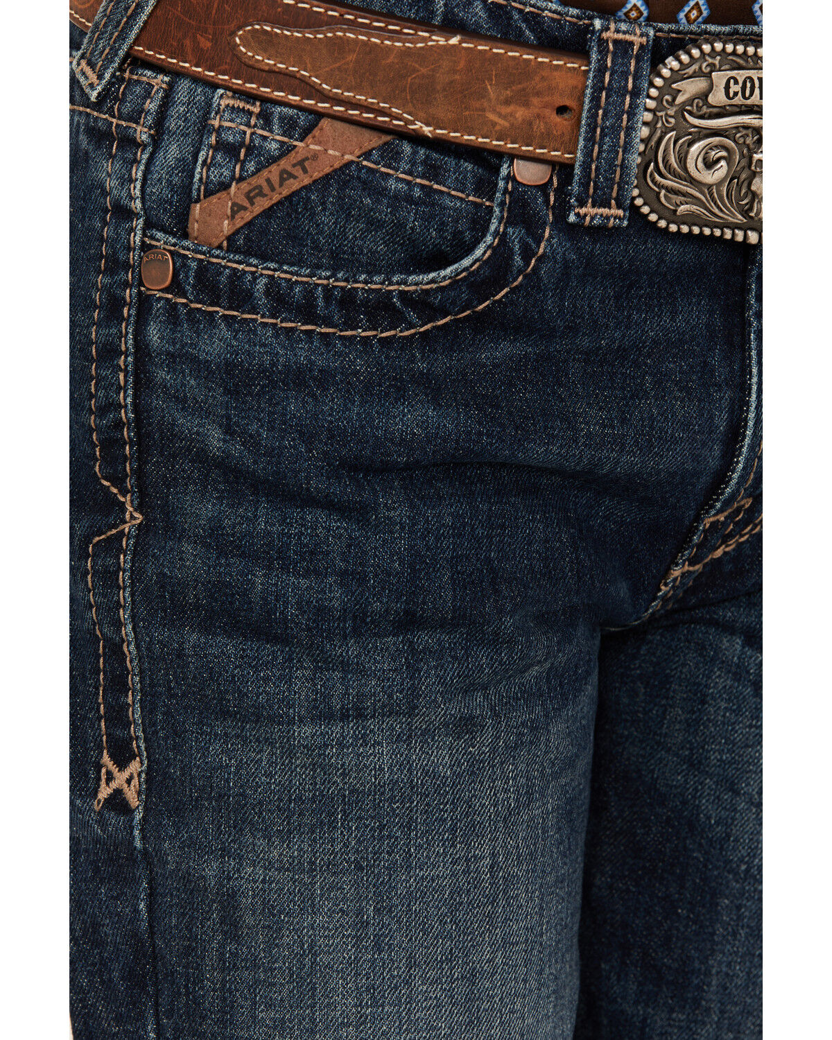 Image #2 - Ariat Boys' B5 Dark Wash Slim Straight Denim Jeans, Dark Wash, hi-res