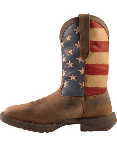 Image #4 - Durango Rebel Men's American Flag Western Boots - Steel Toe, Brown, hi-res