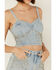 Image #3 - Blank NYC Women's Light Wash Starstruck Embellished Denim Crop Top , Blue, hi-res