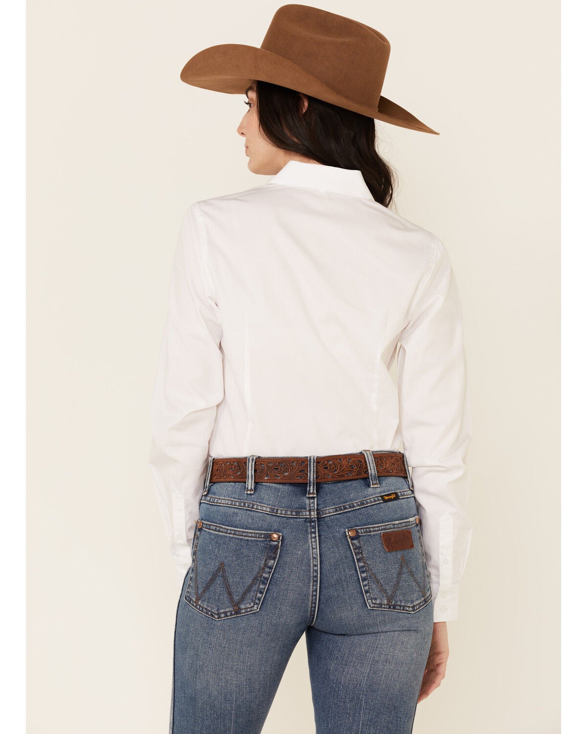 Cinch Women's Solid White Button Down 