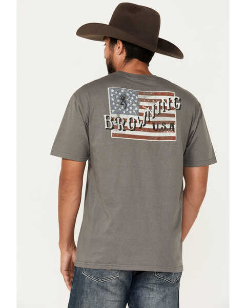 Image #1 - Browning Men's Scroll Buckmark Flag Short Sleeve Graphic T-Shirt, Black, hi-res