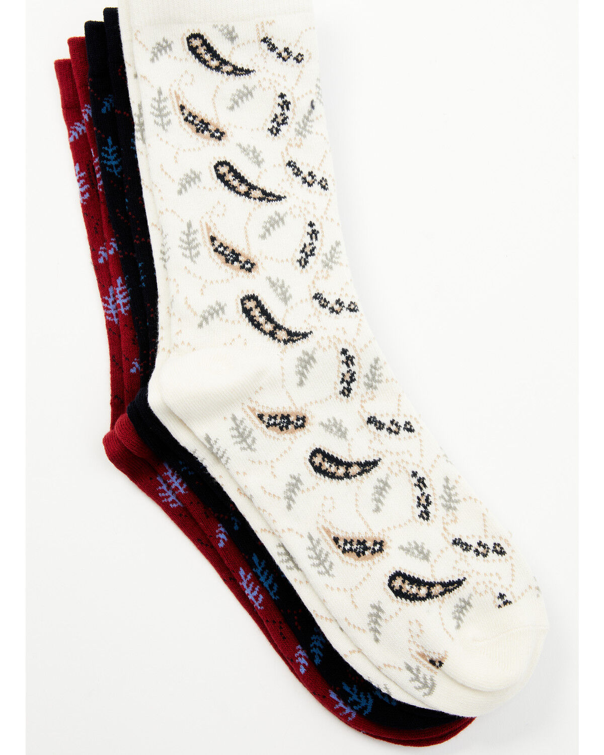 Image #3 - Shyanne Women's Libby Paisley Crew Socks - 3-Pack, Cream, hi-res